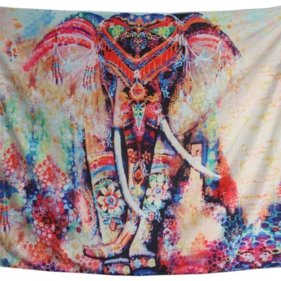 UO Watercolor Elephant Bohemian Tapestry Wall Hang - Picture 4 of 7